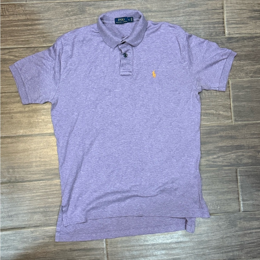 POLO RALPH LAUREN Small Purple Heather Orange Pony Polo Shirt Lilac Lavender S